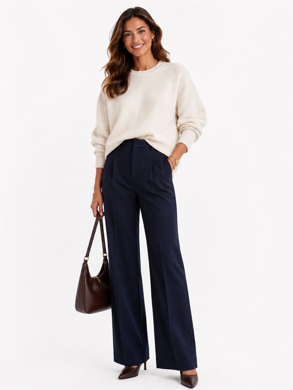 Massimo Dutti Cream Crewneck Sweater